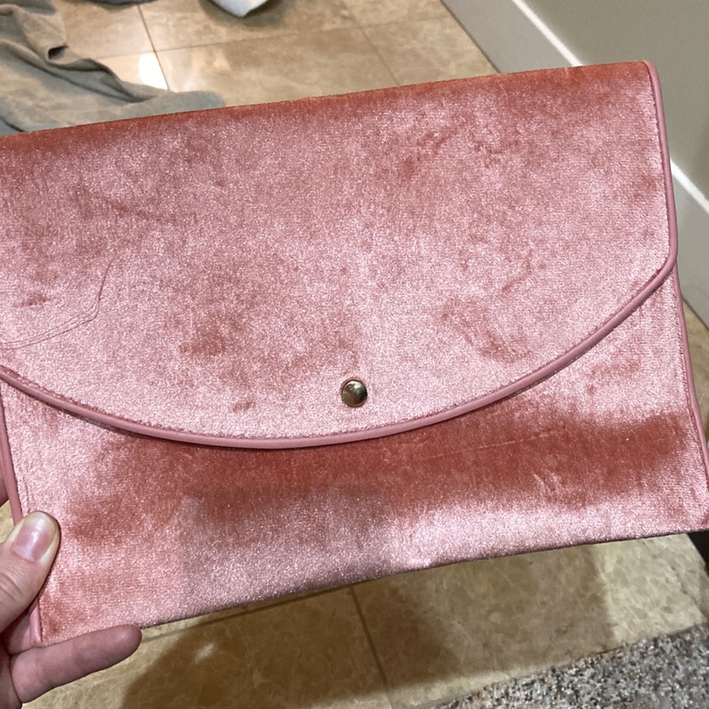 Pink velvet clutch